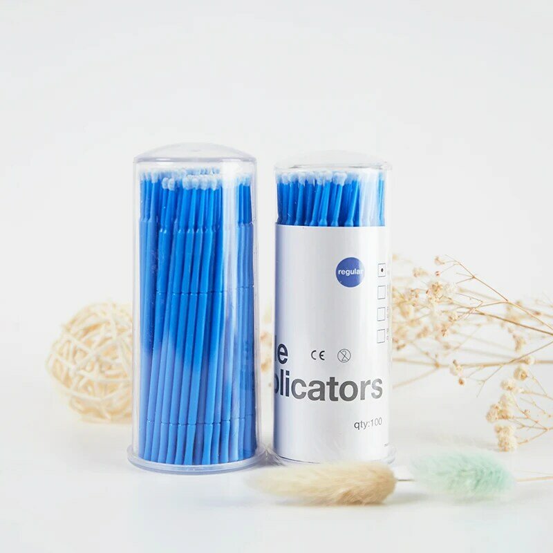 Coton-tige jetable, 100 pièces/bouteille, Micro brosses pour Extension de cils, outils de maquillage, applicateur de nettoyage