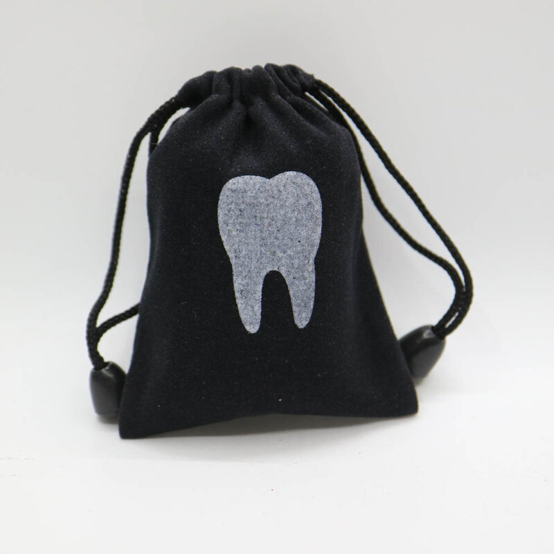 10pcs Dental clinic gift Deciduous teeth storage bag baby primary teeth case milk teeth bag The tooth fairy bag size 7*9cm
