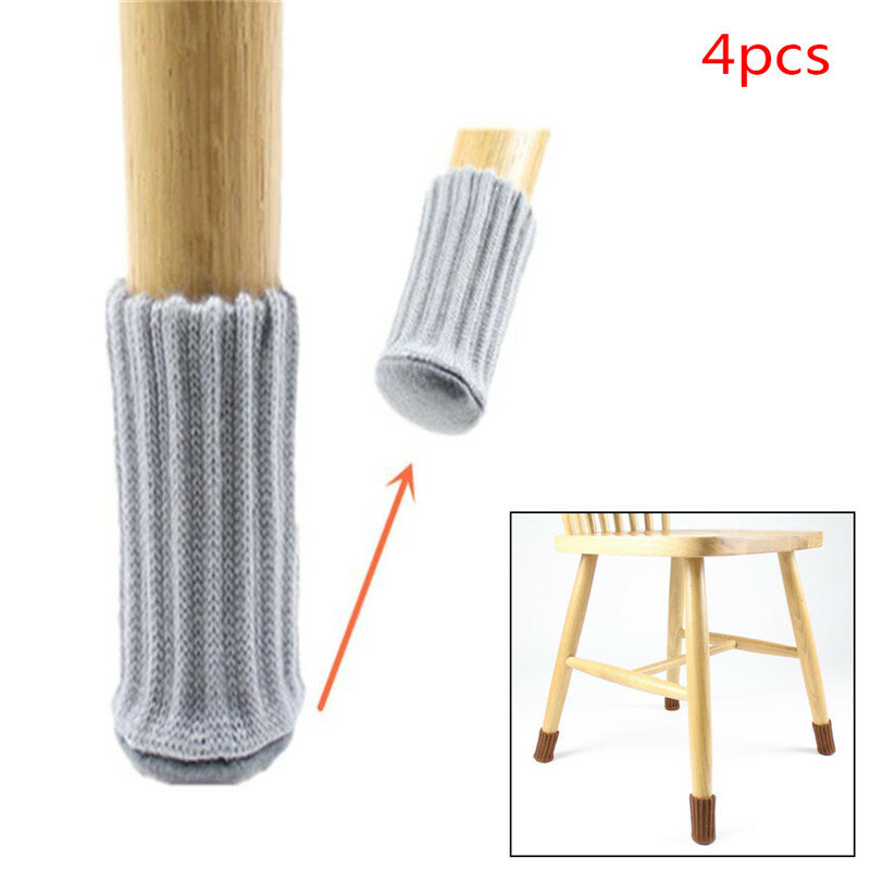 Calcetines de tela para patas de silla, protección para el suelo, tejido de lana, antideslizantes, para mesa, muebles, funda para pies, 4 piezas