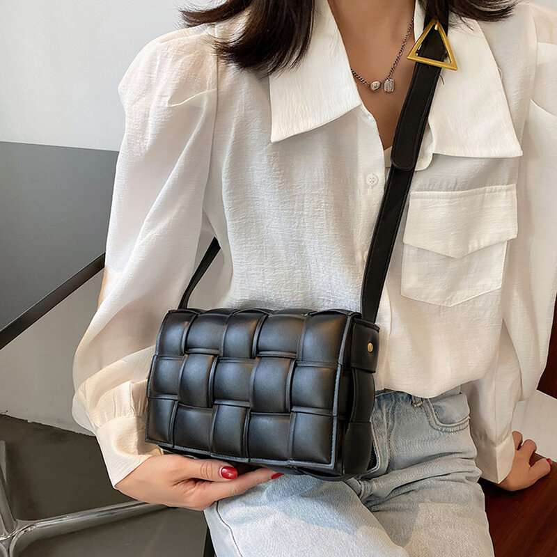 Luxury Woven Brand Women's Messenger Bag 2021 Quality Pu Leather Shoulder Crossbody Bags For Women Designer Female Handbags