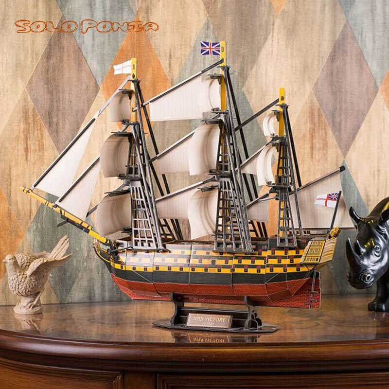 Super Enorme 68 Cm Grote Queen Anne 'S Revenge Van Pirates Of The Caribbean Kartonnen Montage Sailling Schip Modelbouw kits Speelgoed