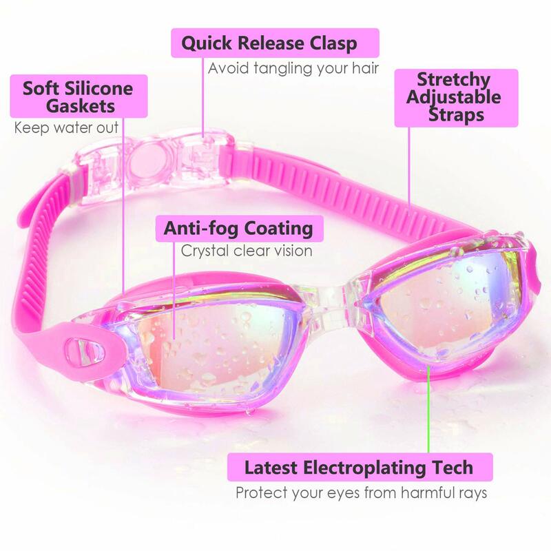 Gafas de natación antiniebla antifugas, Protector UV, puente nasal de silicona suave, gafas de natación graduadas para adultos, hombres, mujeres y niños