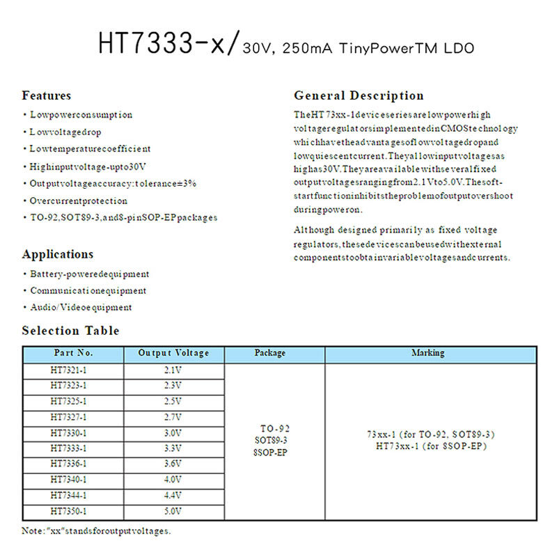 Chip regulador de voltaje de tres terminales, HT7350-A, HT7533, HT7530-1, HT7550, HT7536-1, HT1015-1, HT7133, HT7130-1, SOT-89, 10 Uds.