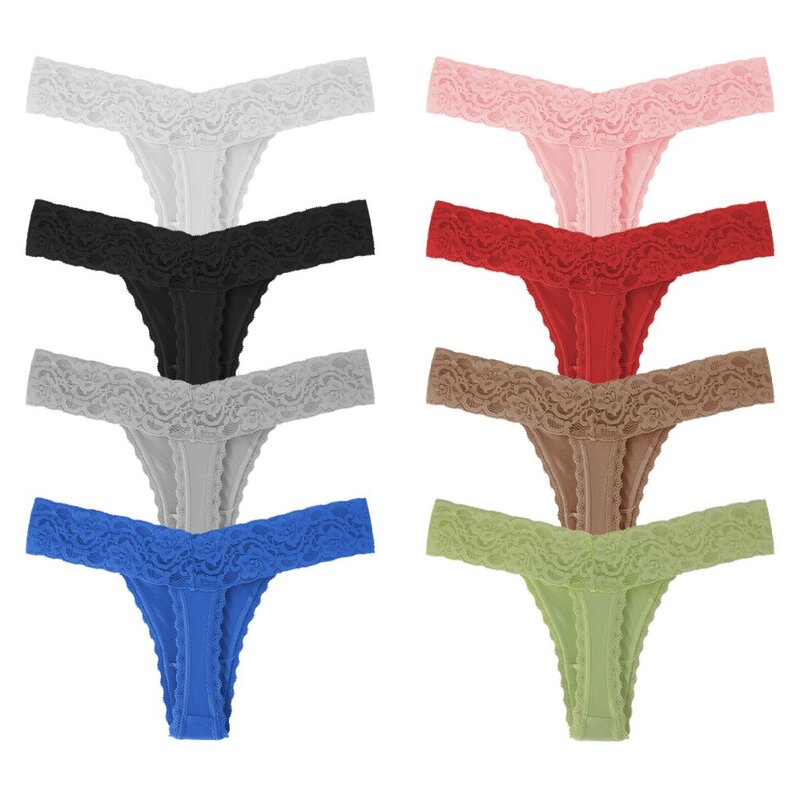 10 Stks/pak Elegante Kant Katoen Vrouwen G-string Thong Plus Size Slipje Ondergoed Sexy Modis Underpants Dames Tanga Lingerie