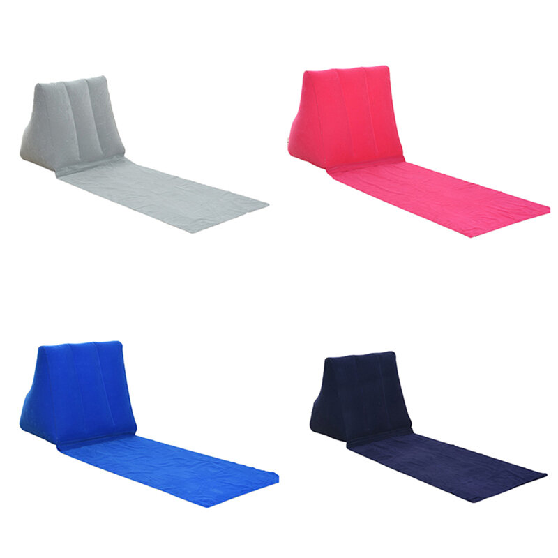 Foldable Soft Beach Mat Festival Camping Leisure Lounger Back Pillow Cushion Chair Seat Inflatable Air Bed Travel Mattress Mat