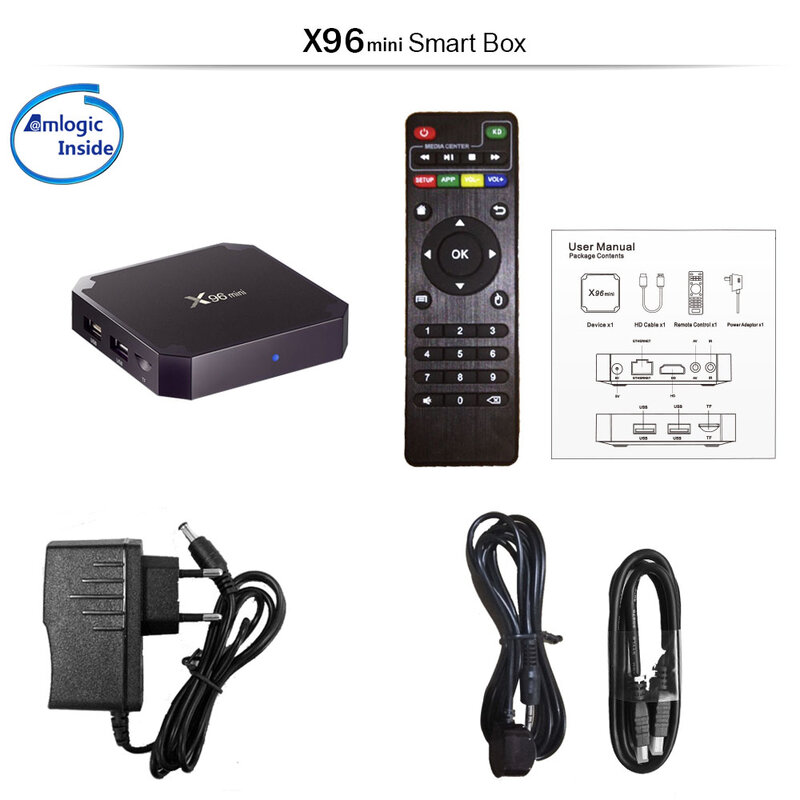 Melhor x96mini caixa de iptv android 9.0 caixa de tv 1g 8g 2g 16g media player x96 mini amlogic s905w smart ip tv conjunto caixa superior