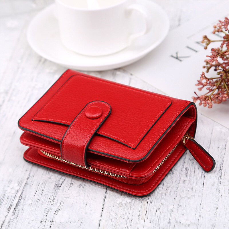 Portfele damskie 2021 nowa luksusowa marka czerwony czarny mały Mini portmonetka z klamrą posiadacz karty damski portfel Zipper kobieta skórzana klamra