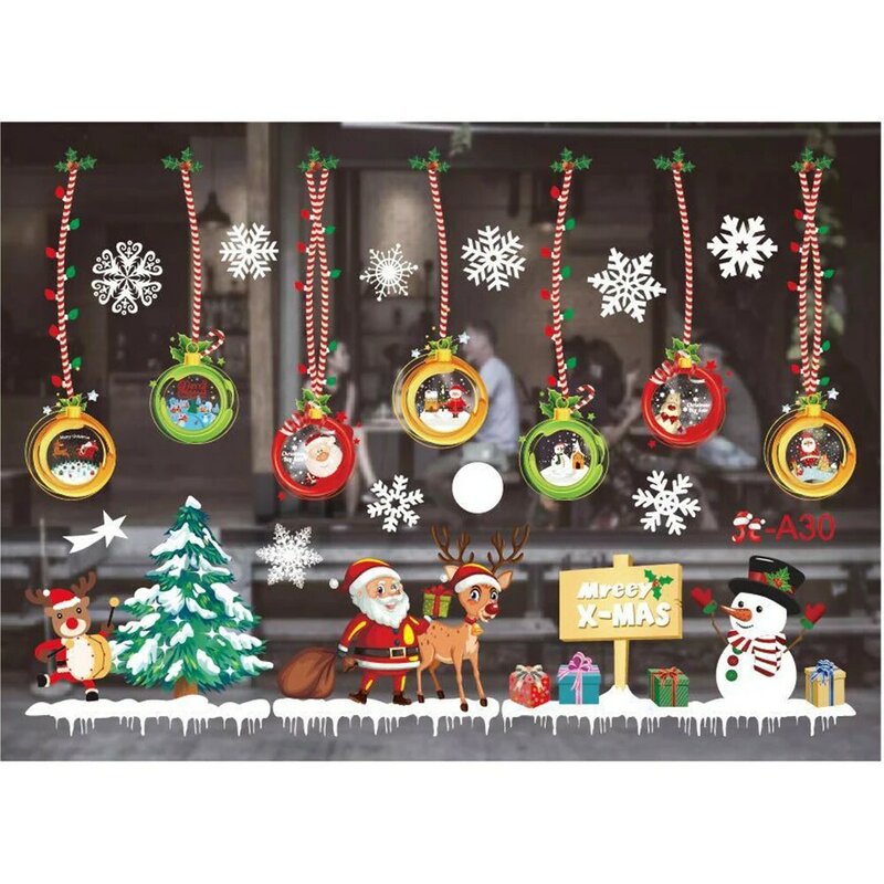 Pegatinas de Navidad de ventana adornos navideños para el hogar, adornos navideños, regalos de Navidad, Feliz Año Nuevo 2020, 2021