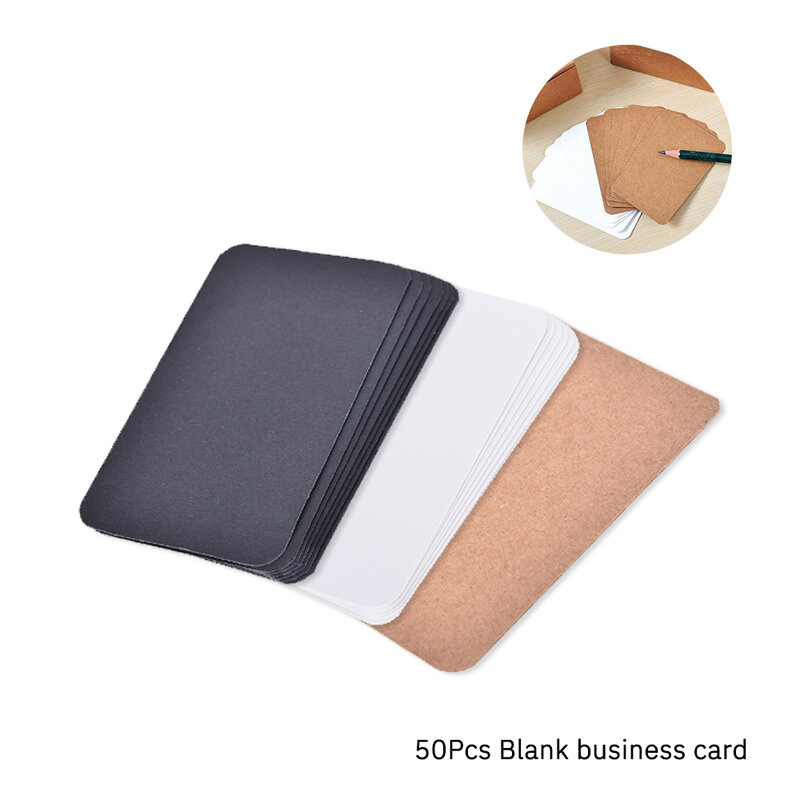 Tarjetas de madera en blanco para negocios, etiqueta de tarjeta de nombre de 3 materiales, 90X54 Mm, papel de escritura, regalo Diy, 50 Uds.