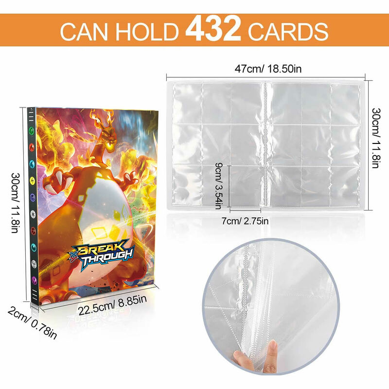 Cartoon 9 Pocket 432 Card Pokemon Album Book Anime Map Game Pokémon cards Collection Holder Binder Folder Top Toys Gift for Kids