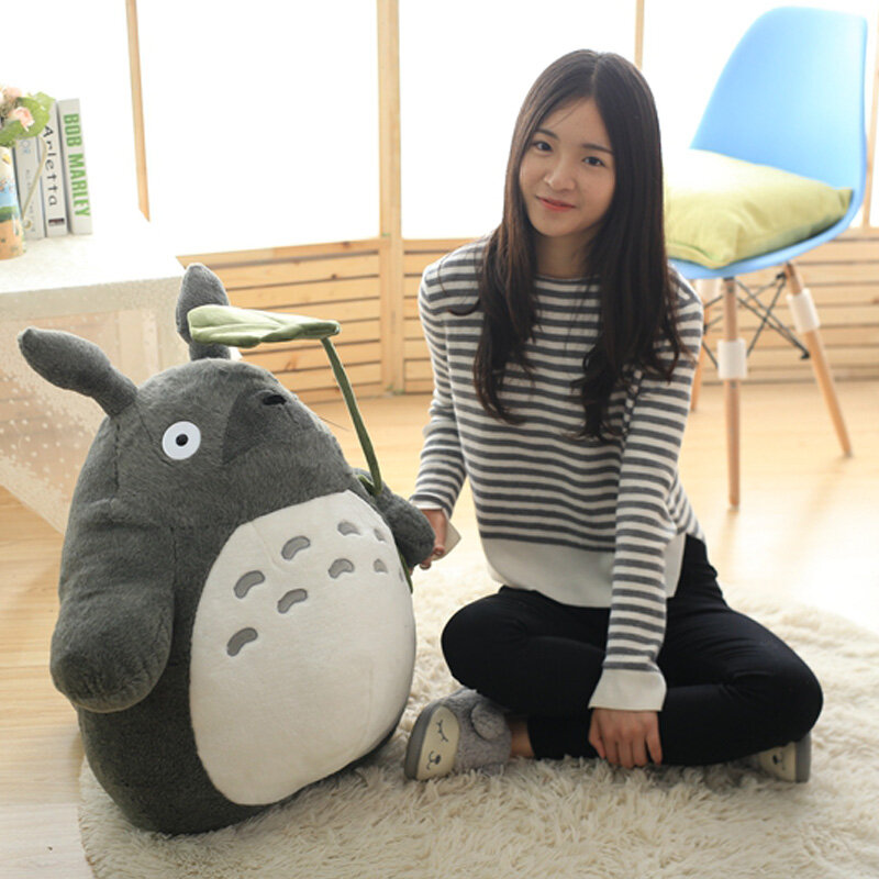 30-70cm Entzückende Totoro Plüsch Spielzeug Gefüllte Weiche Kawaii Cartoon Charakter Puppe mit Lotus Blatt oder Zähne Kinder geschenke