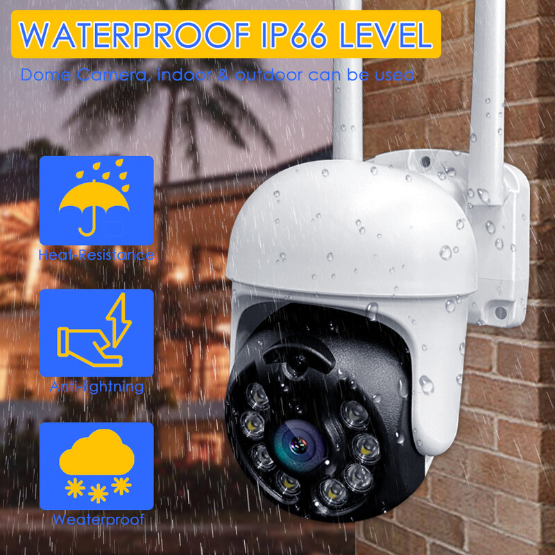 屋外監視カメラptzip wifi hd 3mp,ワイヤレスセキュリティデバイス,防水,4倍デジタルズーム,モーション検出,tuya,google,alexaと互換性あり