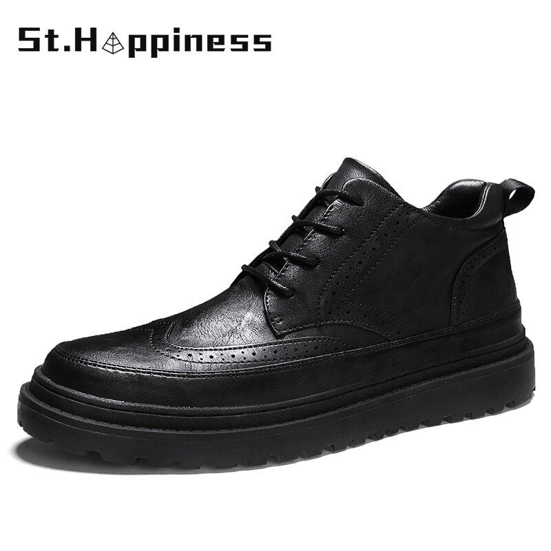 2021 New Men's Leather Oxford Shoes Luxury Brand Broch Carved Lace-up Leather Shoes Fashion Casual Wedding Dress Shoes For Men