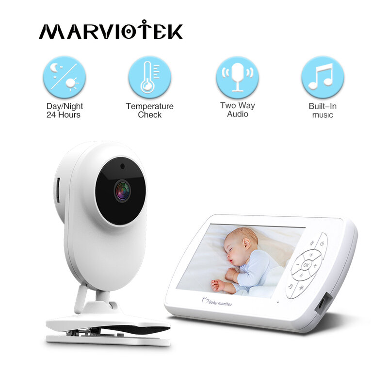 Monitor electrónico de 1080P para bebé, cámara de vigilancia, minicámara de 4,3 pulgadas, cámara de videovigilancia