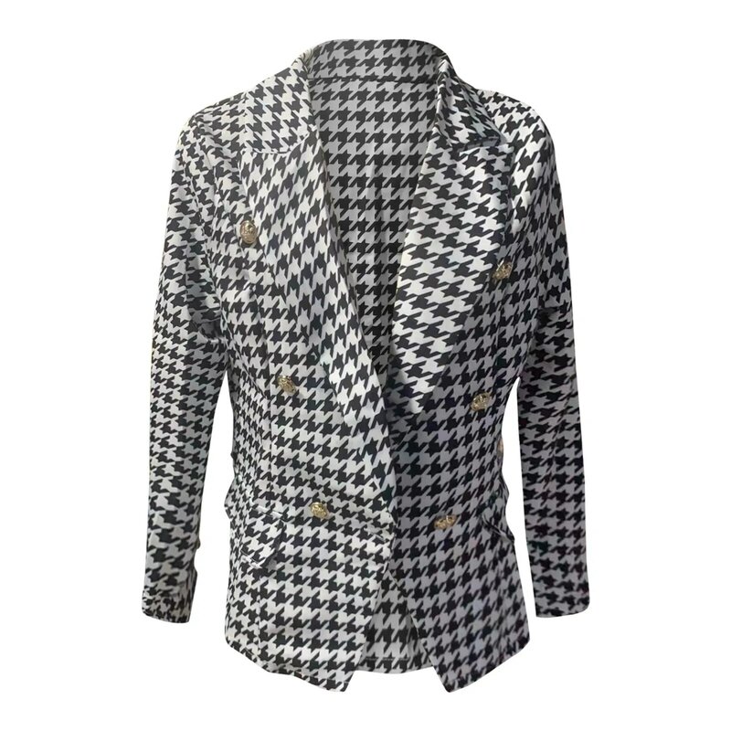 Giacche in Tweed da donna 2021 cappotto scozzese spesso da ufficio di moda ragazze Chic signore nappe pied de poule cappotti donna autunno Vintage #8