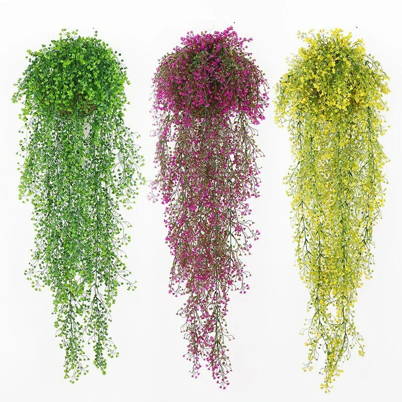 Flor de seda Artificial colgante para decoración de boda, jardín familiar, planta verde, 120CM