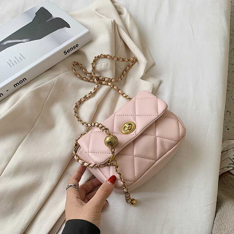 2021 nuova borsa a catena Mini rombo in pelle di lusso Fashion Lady borsa a tracolla monospalla Casual All-match Candy Color Shopping Bag