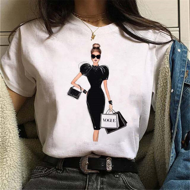 Vrouwen Harajuku Esthetische Tshirt Vrouwelijke Afdrukken Korte Mouwen Tops & Tees Vrouwen 90S Kleding Mode Prinses T-shirts, drop Schip