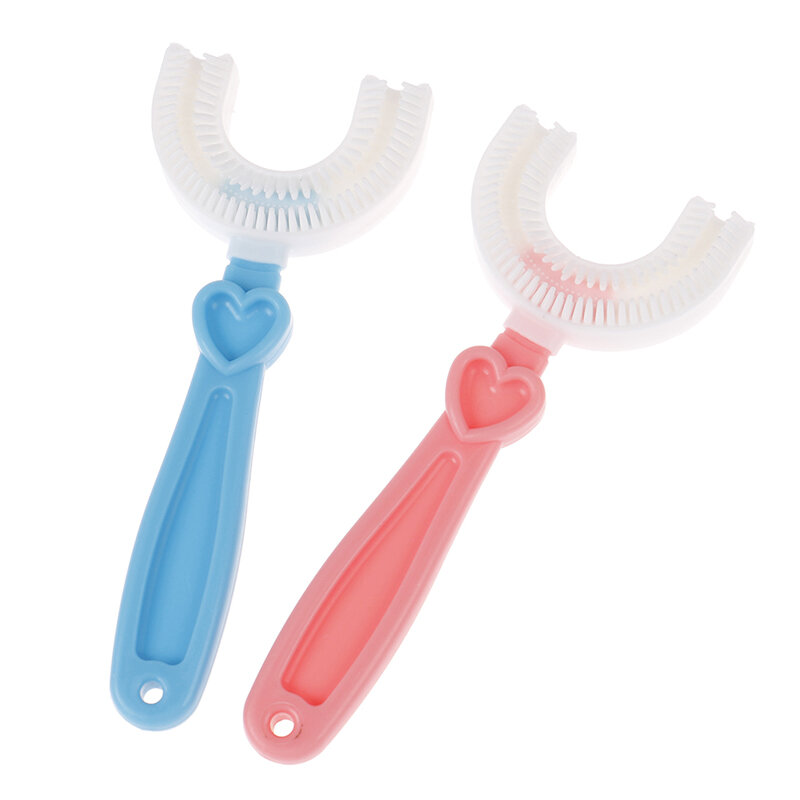 Brosse à dents en silicone en forme de U pour enfants, nettoyage de la bouche, manuel, motif dessin animé, Version à main