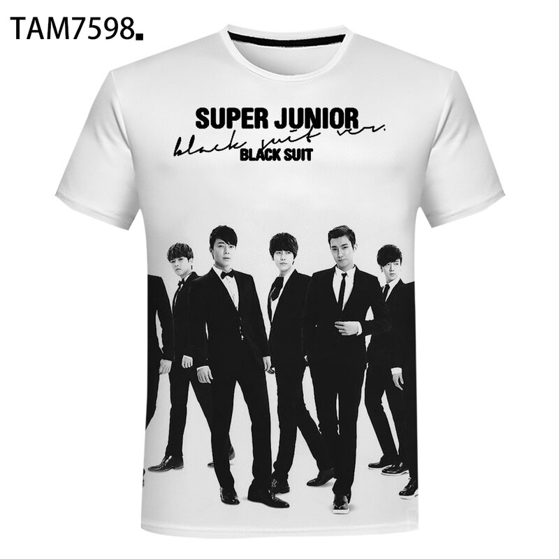 T-shirt Super Junior dernier chanteur coréen, impression 3D, pour garçon et fille, vêtement respirant à la mode