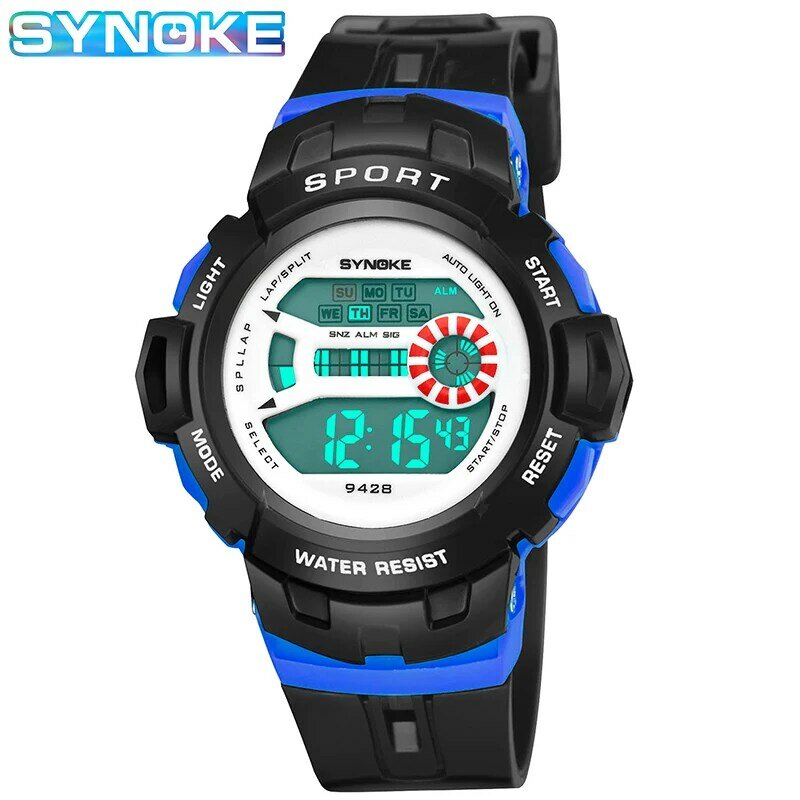 SYNOKE-Relojes deportivos para niños y niñas, pulsera con alarma LED resistente al agua, regalos para estudiantes