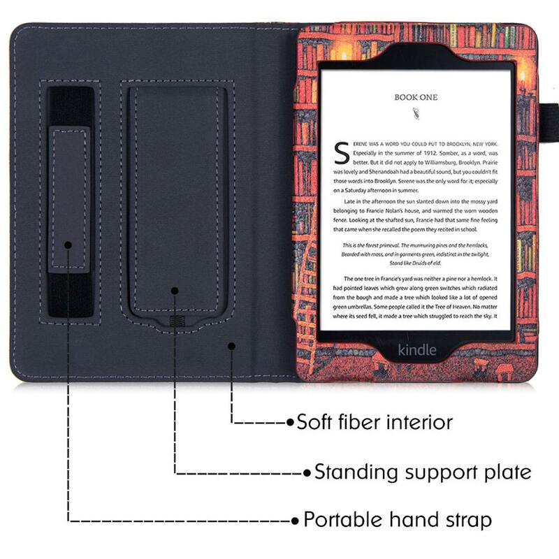Đứng Trường Hợp Cho Tất Cả Các 6 Inch Kindle Paperwhite Thế Hệ-PU Leather Smart Cover Với Dây Đeo Tay/Đóng Cửa Từ/Tự Động Sleep/Wake