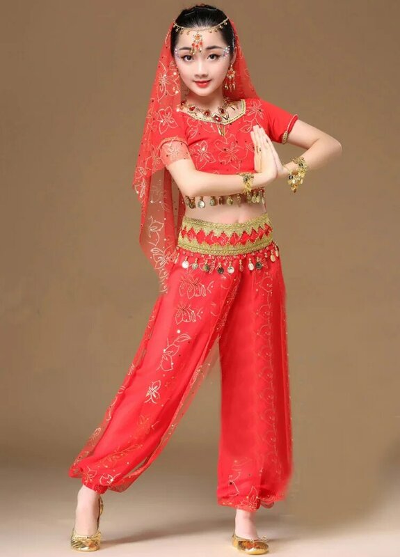 Crianças trajes de desempenho dança do ventre conjunto dança oriental crianças roupas índia dança roupas bellydance criança crianças conjunto 3 cores