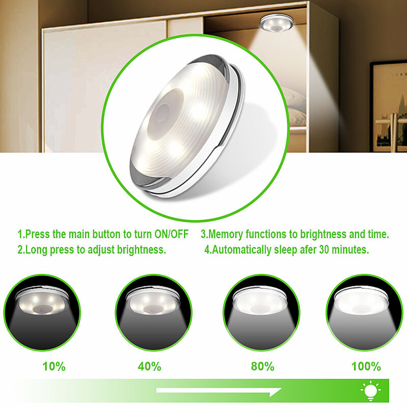 6 pacote de iluminação pode ser escurecido luzes led puck com controle remoto sensor toque bateria sob luzes do armário para a cozinha lâmpada armário