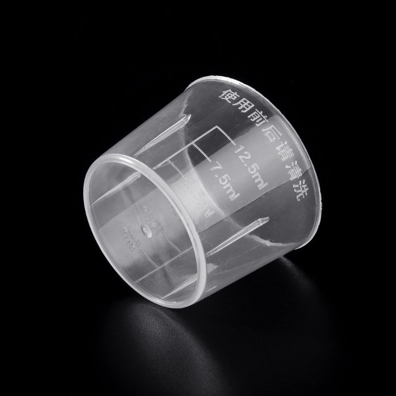 10 Uds. 15ml vaso de medida de plástico transparente vaso de medida graduado tazas de medicina para laboratorio