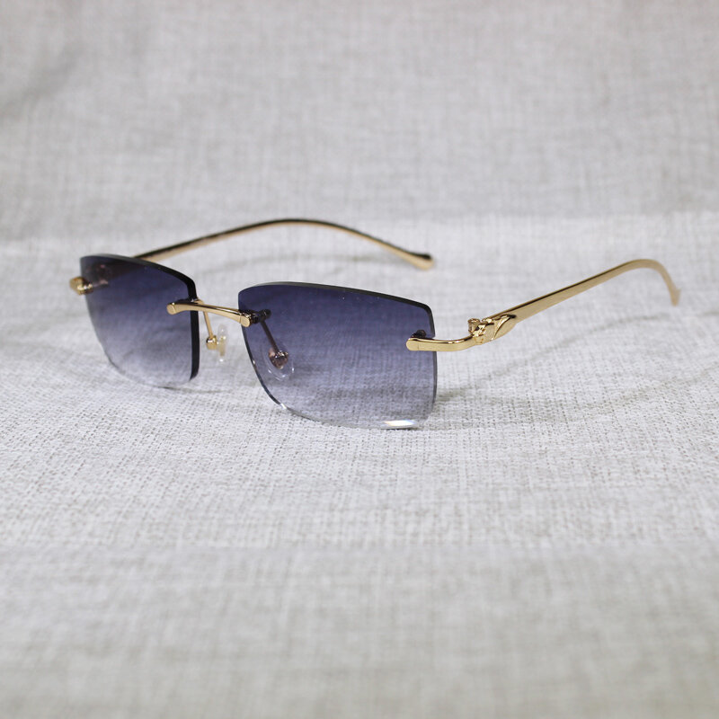 Vintage sem aro óculos de sol leopard gafas retro tons de óculos para a condução clara óculos de leitura quadro 166