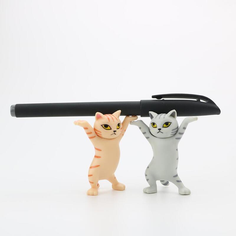 แมวผู้ถือปากกา Bookshelf ตกแต่งสัตว์รูปปั้น Handmade ตกแต่งบ้านของเล่น Gif ยกน้ำหนักแมว Holderst