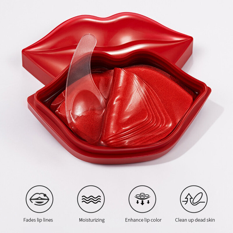 ZOZU 20Pcs Cherry Hydrating Moisturizing Lip Mask Skin Care Anti-Drying Lightening Lip Lines Nourish Lip Mask Lip Care TSLM2