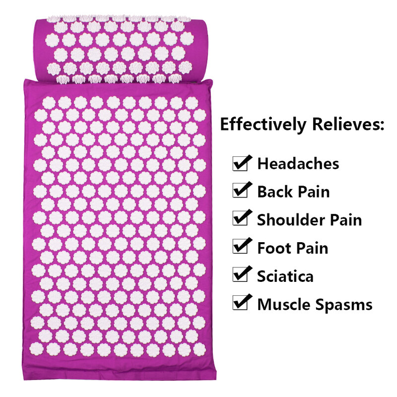 Tapete de yoga de lótus acupressão tapete de massagem aliviar o estresse dor nas costas acupuntura esteira travesseiro massagem para corpo pescoço pé relaxamento