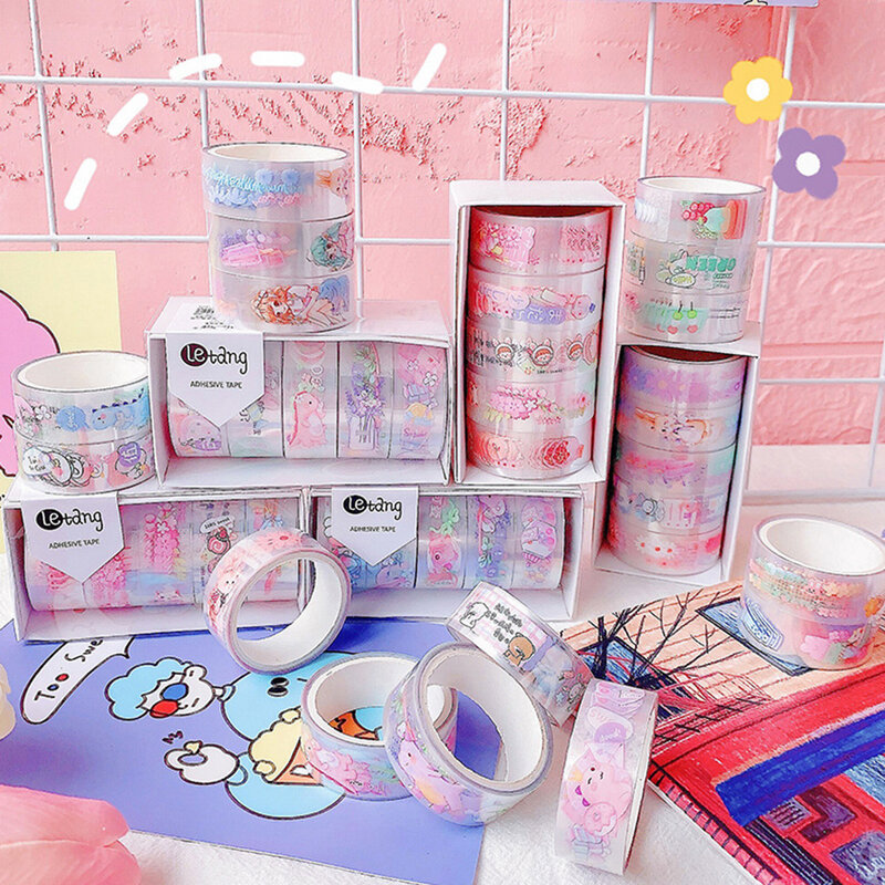 5 Roll/set Kawaii PET Masking Tape Cute Cartoon Washi Tapes Sticker DIY Scrapbooking Journal Paper Craft Decoration Stationery