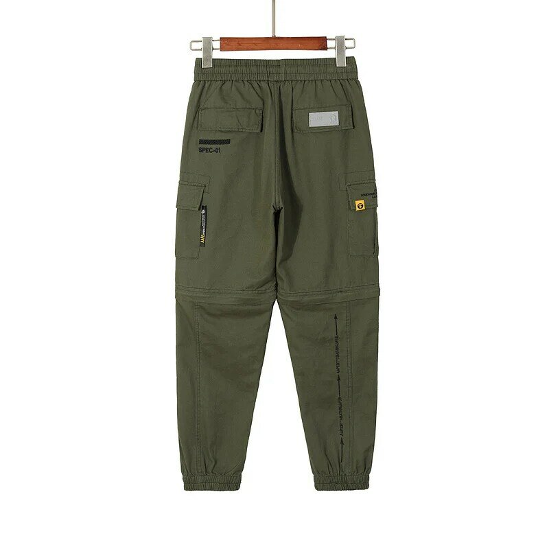 Hip Hip Sectional ถอดกางเกง Streetwear ผู้ชาย Harajuku Harem Joggers AP-01เย็บปักถักร้อยหลายกระเป๋า Track กางเกง