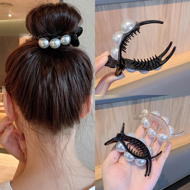 2021 letnia peruka perłowa klip kobiety dziewczyny pazur kraba spinki Chic Barrettes stylizacja moda akcesoria do włosów spinki do włosów dla kobiet