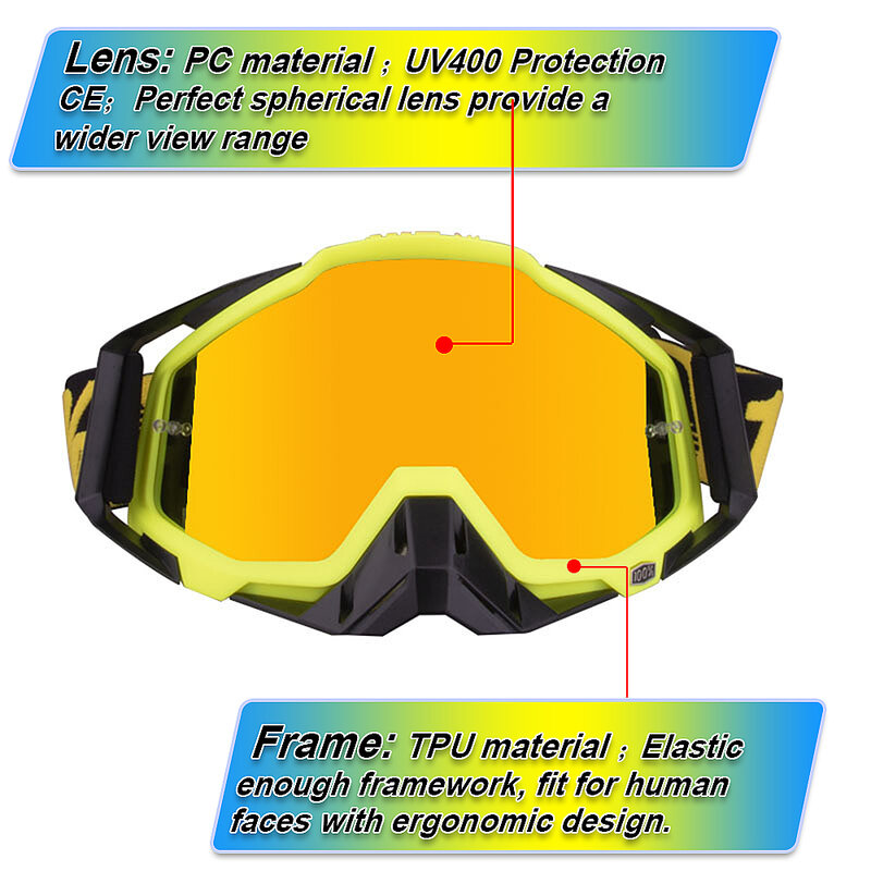 Eliteson Dirt Bike แว่นตา UV ป้องกันแว่นตา Motocross ATV Off Road เล่นสกีขี่จักรยานแว่นตากันแดดกีฬากลางแจ้งหน้ากากหมว...