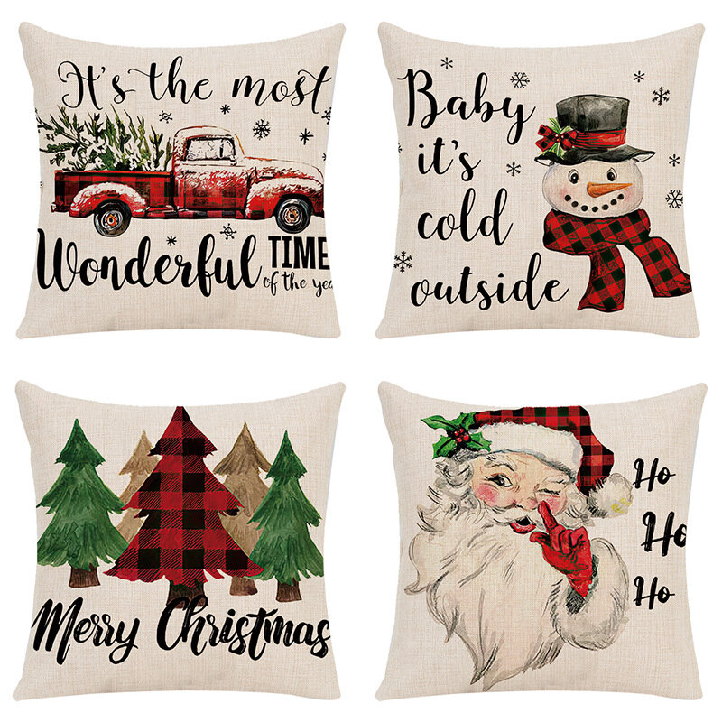 Christmas Cushion Cover Merry Christmas ตกแต่งสำหรับ Home 2021เครื่องประดับคริสต์มาส Navidad Noel Xmas ของขวัญ Happy New Year 2022