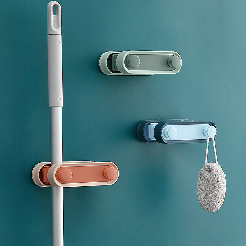 Многофункциональный крючок зажим для швабры, кухонная полка, вешалка для щетки и метлы, самоклеящийся инструмент для ванной комнаты 2022