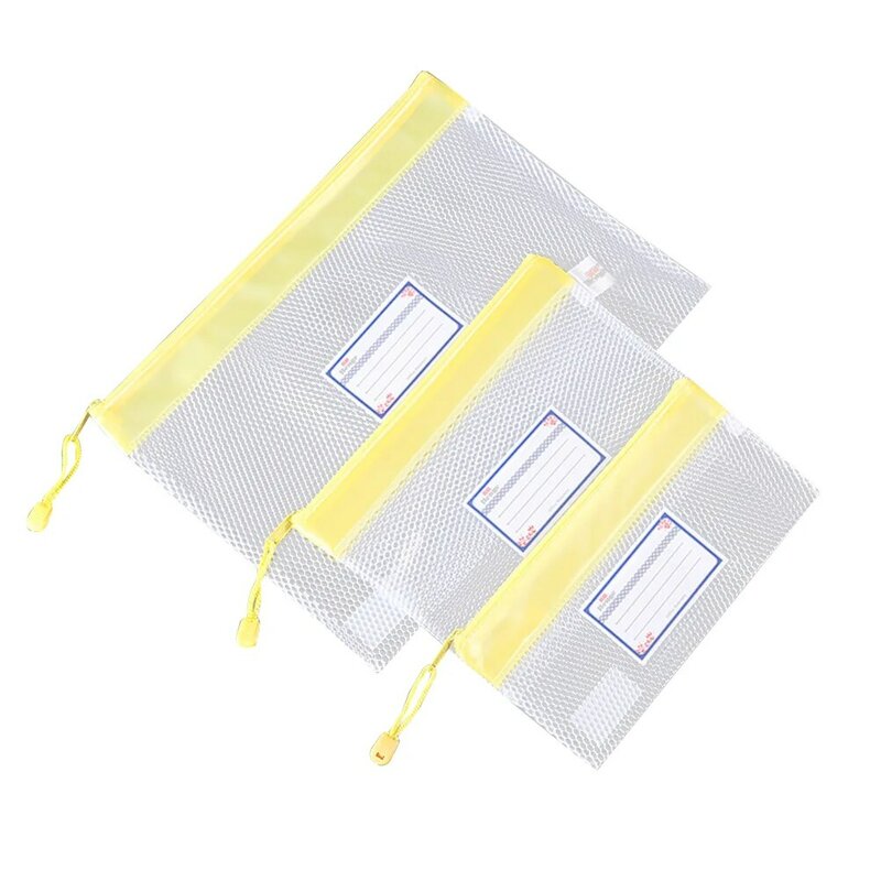 6 قطعة أكياس ملف سستة شبكة حقيبة للتخزين مقلمة المحمولة شفافة ملف جيوب طالب القرطاسية حامل للمكتب