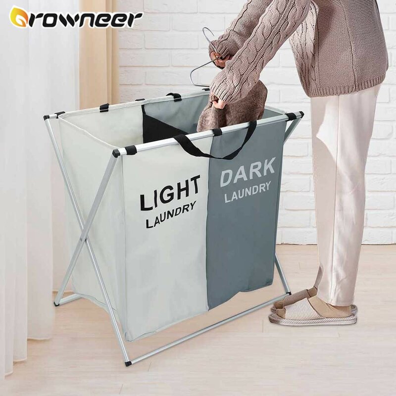 Foldable Laundry Basket Organizer For Dirty Clothes Laundry Hamper large sorter Two Or Three Grids Collapsible Folding Basket