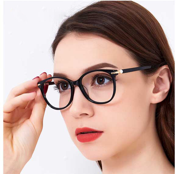 BLUEMOKY Retro Asetat Kacamata Menyesuaikan Optik Kacamata Fashion Kacamata untuk Wanita Miopia Clear Resin Lensa