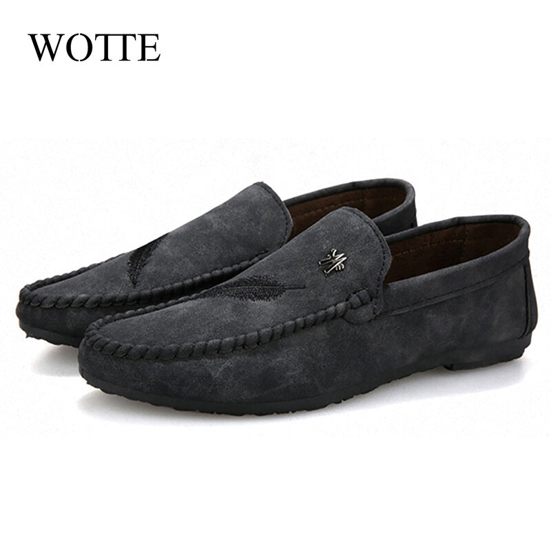 WOTTE Summer Men Casual Shoes Fashion Moccasins Men Loafers High Quality Leather Shoes Men Flats Gommino Driving Shoes39-48