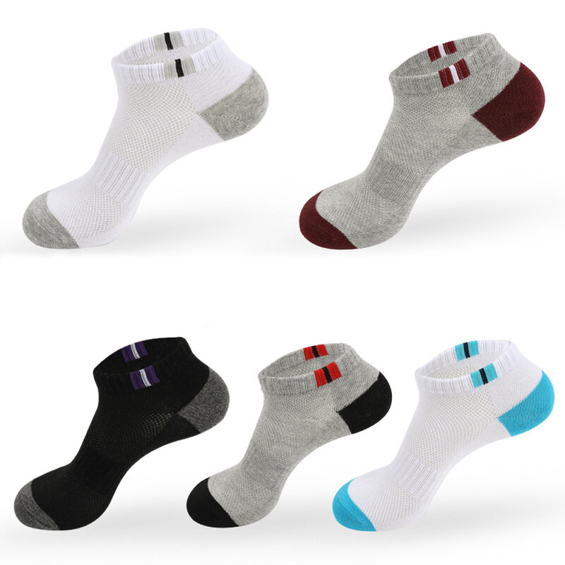 5 pairs/lot Cotton Socks Men's Solid Color Fashion Male Boat Socks Shallow Mouth Absorb Sweat Man Short Socks Spring Autumn