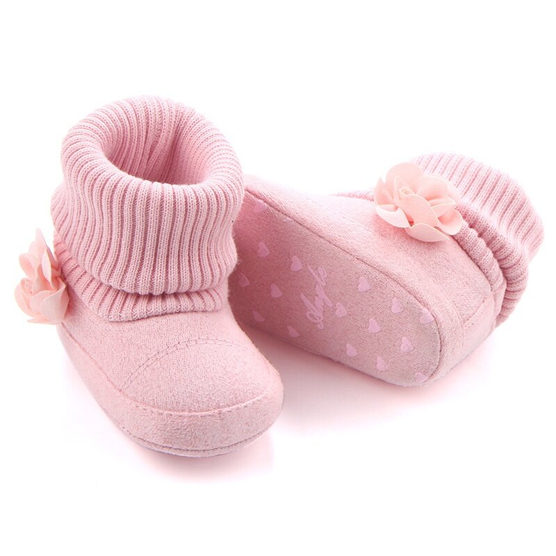 Zapatos cálidos para bebé recién nacido, botas de flores, zapatos de campo de nieve, invierno y otoño