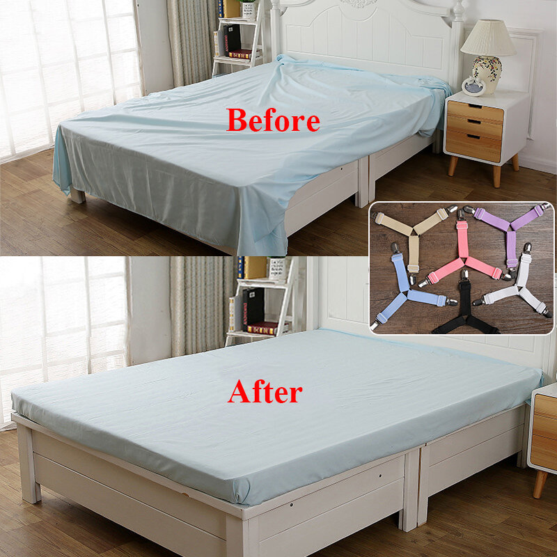 4 unids/set elástico cama hoja Clip garras cinturón fijación colchón antideslizante Clip manta soporte pinza de juegos de ganchos organizador