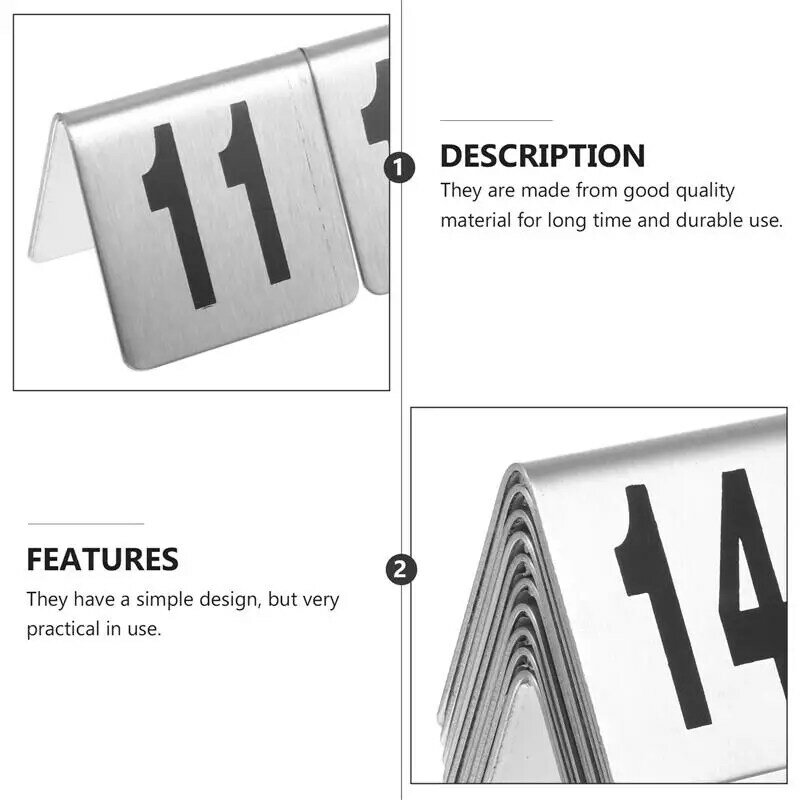 20 peças placas de número da mesa em aço inoxidável, práticas (11-20)