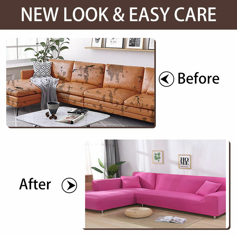 Solid Color Sofa Covers for Living Room Polyester Modern Elastic Corner Couch Cover Slipcovers 1/2/3/4 Seate