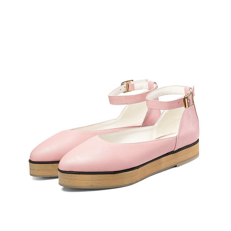 Vásthia sapatos de plataforma casual feminina, tamanhos grandes 49 e 50, branco, rosa, preto, bico fino, com fivela, alça, calçados mary jane