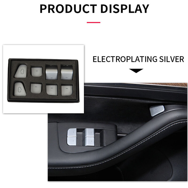 2021 novo para tesla modelo 3 acessórios maçaneta da porta do carro interruptor da janela lembrete botão capa modelo y decoração interior adesivo